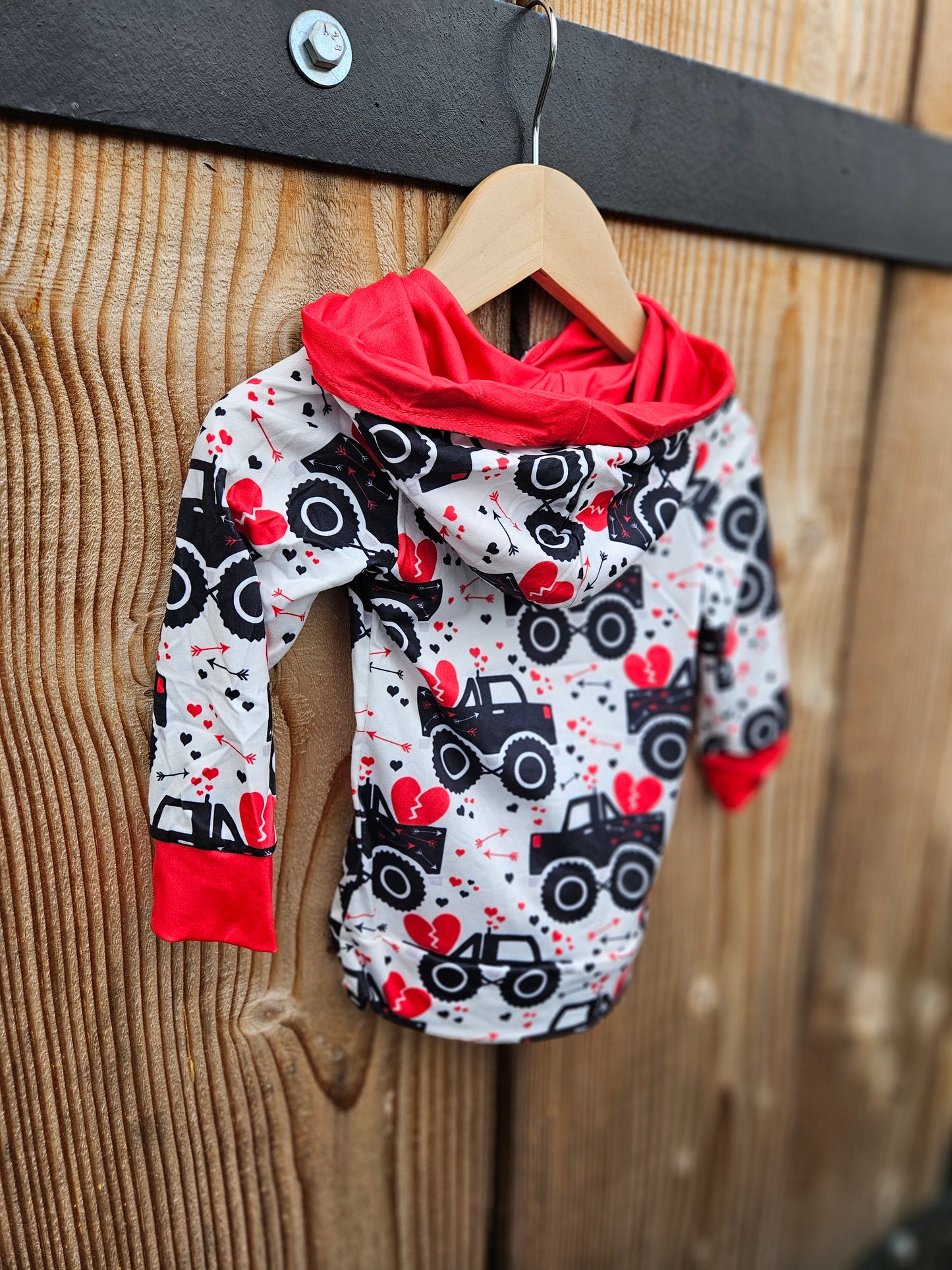 Valentine's Monster Truck Hooded Shirt