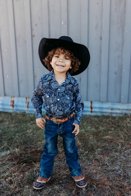 Black Paisley Pearl Snap Toddler Shirt