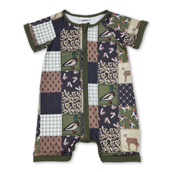 Duck Huntin' Patchwork Shortie Romper