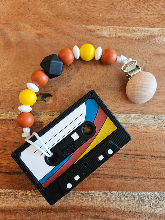 Retro Cassette Tape Silicone Teether (Black)