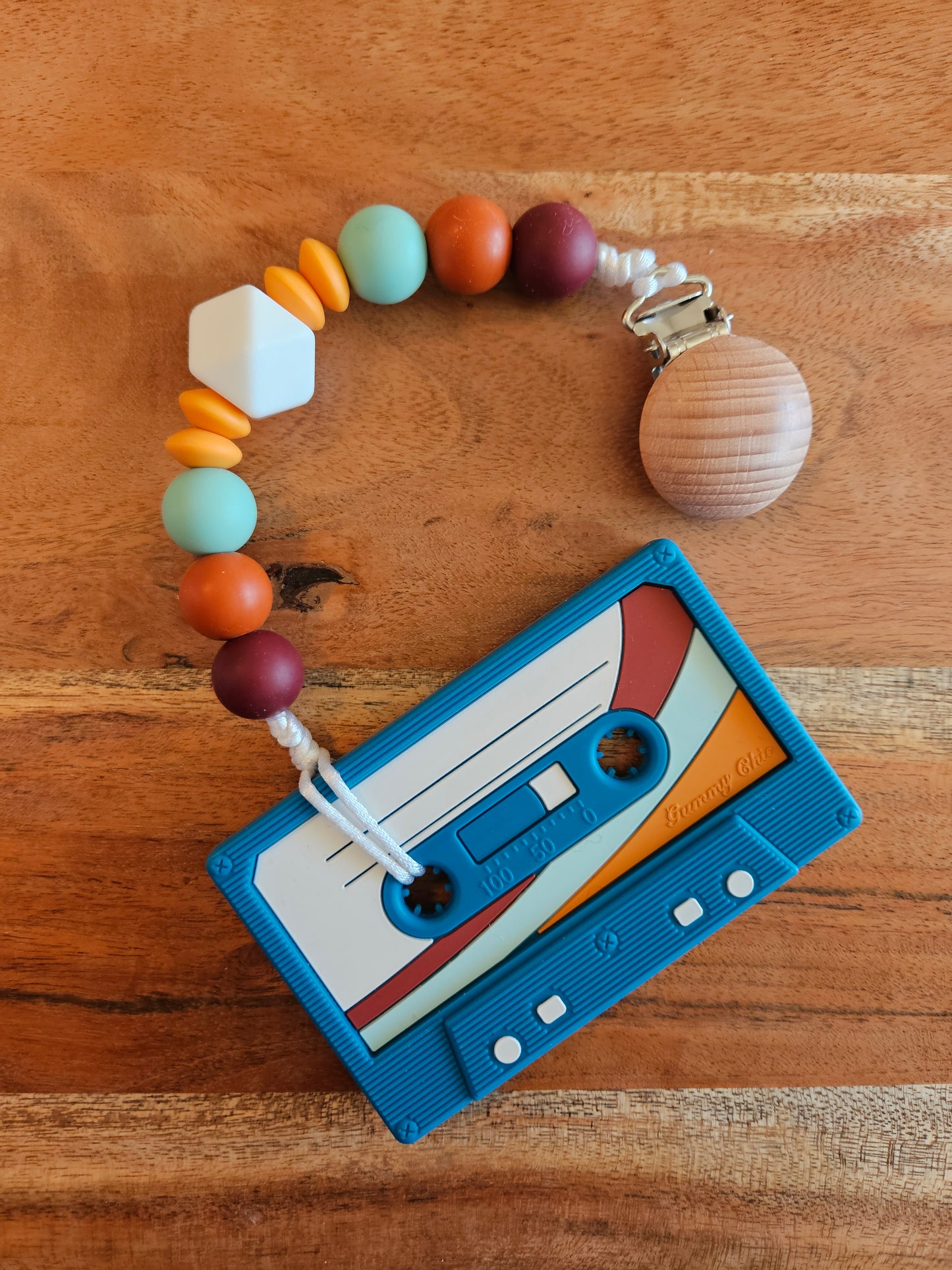 Retro Cassette Tape Silicone Teether (Teal)